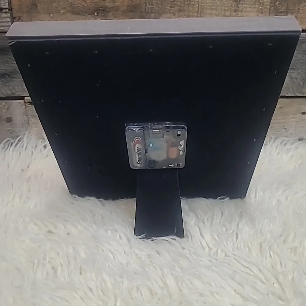 Desk Clock Galassi Wood Square Frame Made In Italy Standing EUC